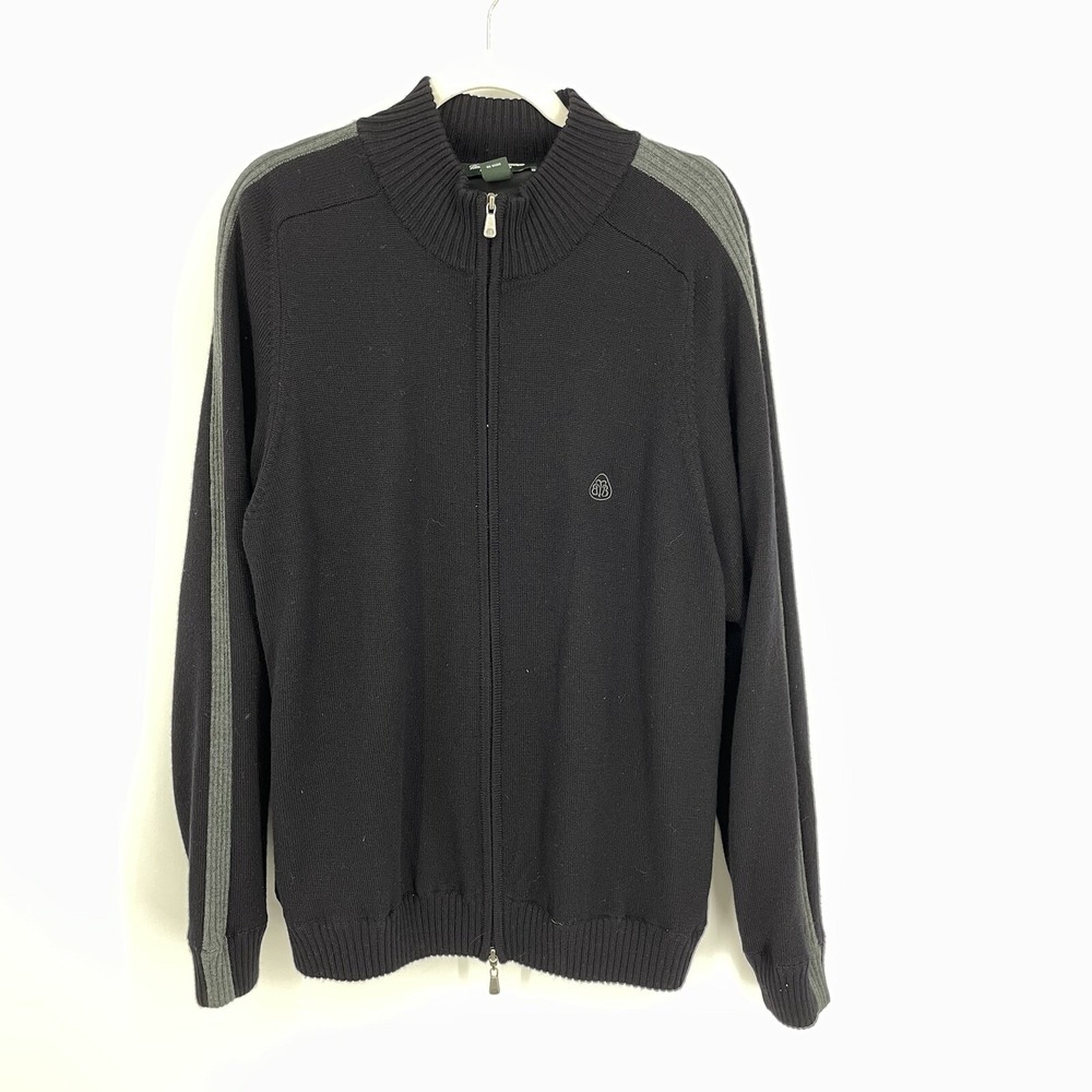 BROOKS BROTHERS Country Club Merino Wool Blend Sweater‎ Mens XL Black Full Zip